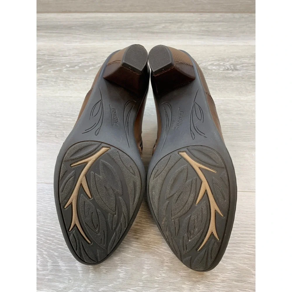 Earth Brown Women's Ankle Boots Leather Pleated Button Shooties 8.5 Shoes